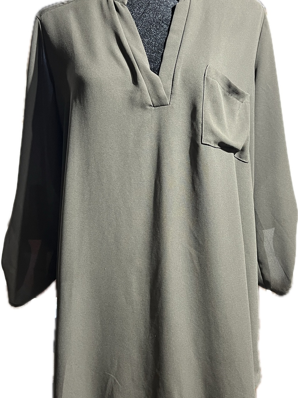 Lush Olive V-Neck Pocket Tunic